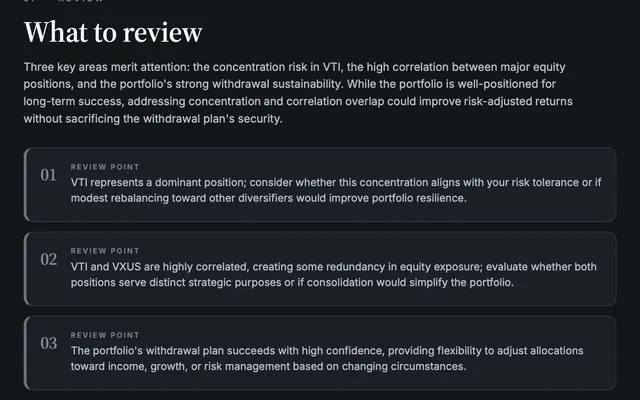 Review points from the sample report