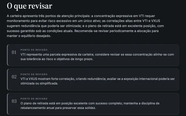 Pontos de revisão do relatório de exemplo